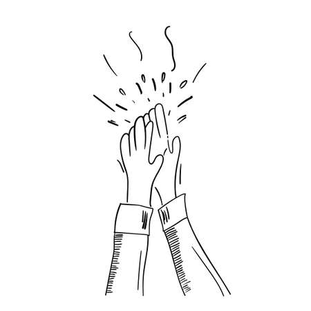 Hand Drawn of Applause, Hands Clapping Ovation Gesture with Doodle Styleのイラスト素材