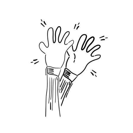 Hand Drawn of Applause, Hands Clapping Ovation Gesture with Doodle Styleのイラスト素材