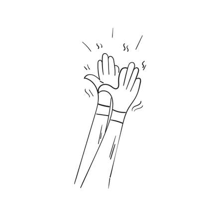 Hand Drawn of Applause, Hands Clapping Ovation Gesture with Doodle Styleのイラスト素材