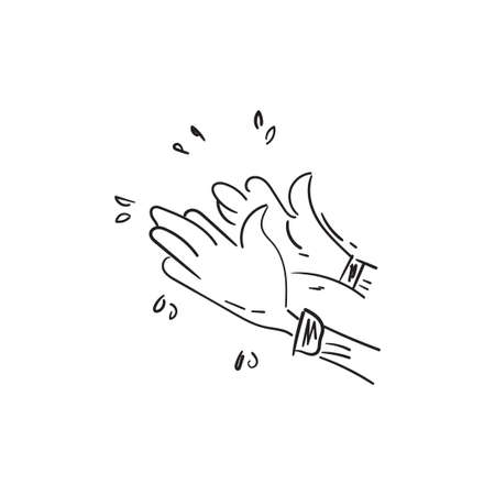 Hand Drawn of Applause, Hands Clapping Ovation Gesture with Doodle Styleのイラスト素材