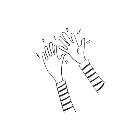 Hand Drawn of Applause, Hands Clapping Ovation Gesture with Doodle Styleのイラスト素材