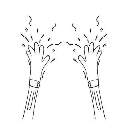 Hand Drawn of Applause, Hands Clapping Ovation Gesture with Doodle Styleのイラスト素材
