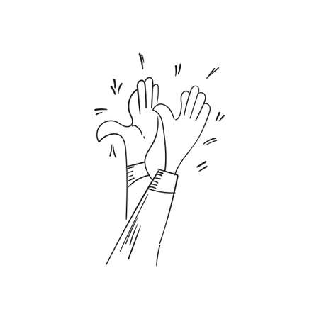 Hand Drawn of Applause, Hands Clapping Ovation Gesture with Doodle Styleのイラスト素材