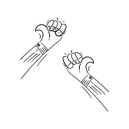 Hand Drawn of thumb up Gesture with Doodle Styleのイラスト素材