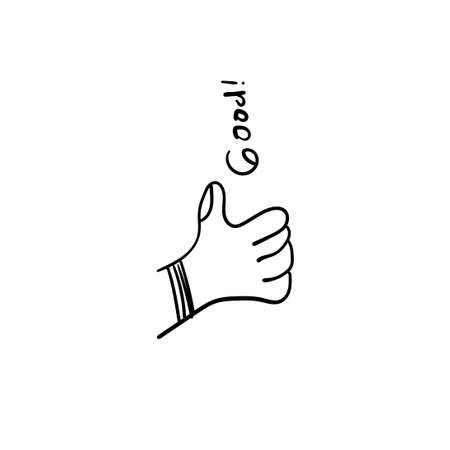 Hand Drawn of thumb up Gesture with Doodle Styleのイラスト素材