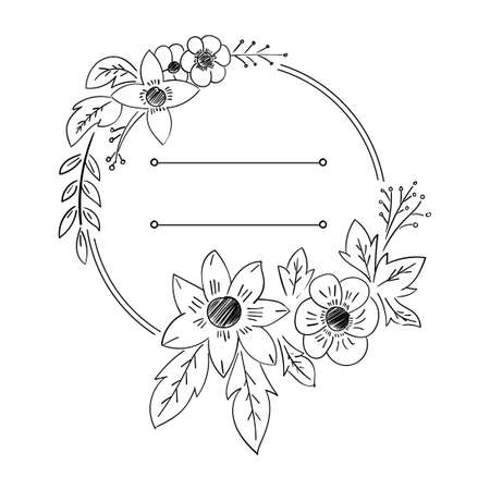 hand drawn  floral frame doodle decorative floral frameのイラスト素材