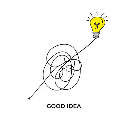Confusion Clarity Or Path Vector Idea Concept. Simplifying The Complex with doodle styleのイラスト素材