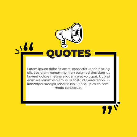 Scribbled comic speech bubbles with hand drawn style, Copy space for quote. Typography design quote chat bubble background. Remark quote text box poster template concept with yellow colourのイラスト素材