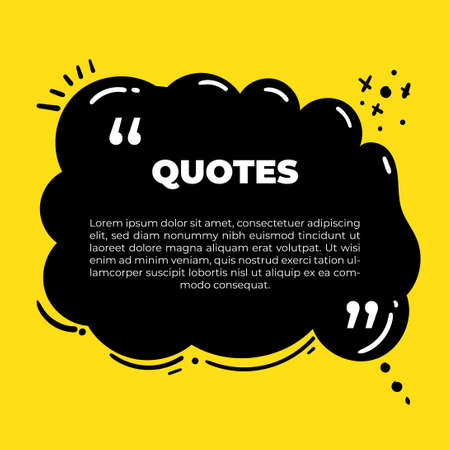 Scribbled comic speech bubbles with hand drawn style, Copy space for quote. Typography design quote chat bubble background. Remark quote text box poster template concept with yellow colourのイラスト素材