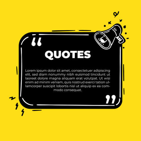 Scribbled comic speech bubbles with hand drawn style, Copy space for quote. Typography design quote chat bubble background. Remark quote text box poster template concept with yellow colourのイラスト素材