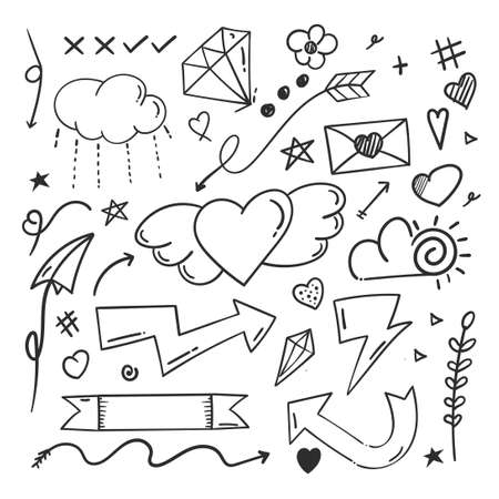 abstract scribble doodle elements. love doodle concept. 
used for concept design isolated on white backgroundのイラスト素材