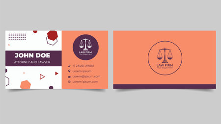 Law Firm Business Card Template with Memphis Geometric Styleのイラスト素材