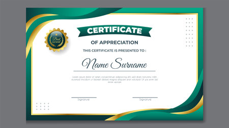 certificate template with green background, Diploma layout,Vector illustration.のイラスト素材