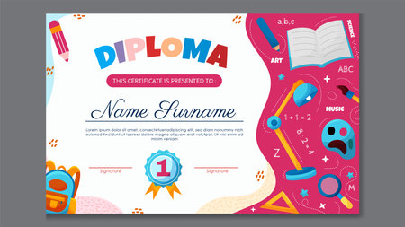 Fun Colorful Certificate Template for Kidsのイラスト素材