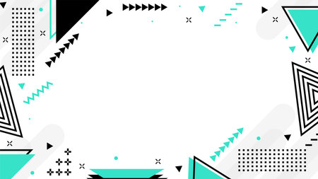 Green Triangular Memphis Background. Trendy 80s Backdropのイラスト素材