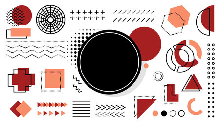 Set of Red Memphis Elements Designのイラスト素材