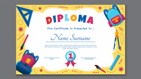 Fun Colorful Certificate Template for Kidsのイラスト素材