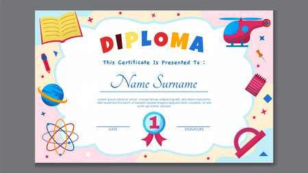 Fun Colorful Certificate Template for Kidsのイラスト素材