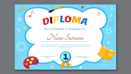 Fun Colorful Certificate Template for Kidsのイラスト素材