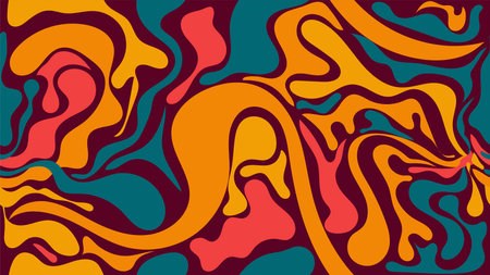 70s Wavy Swirl Seamless Patternのイラスト素材