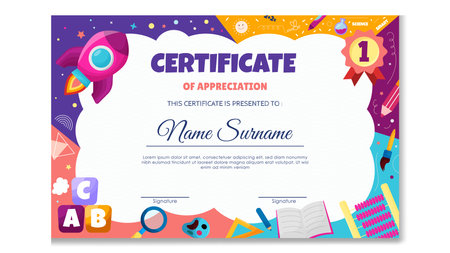 Fun Colorful Certificate Template for Kidsのイラスト素材