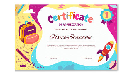 Fun Colorful Certificate Template for Kidsのイラスト素材