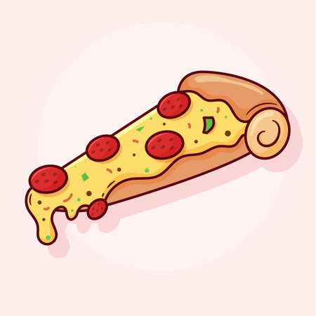 Pizza Icon Illustration. Hand Drawn Fast Foodのイラスト素材