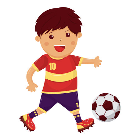 a Boy Playing Football Vector Illustrationのイラスト素材