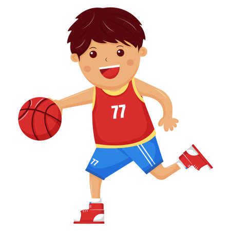 a Boy Playing Basketball Vector Illustrationのイラスト素材