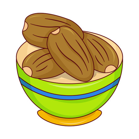Icon of Dates on a Bowl Islamic Cartoon Illustrationのイラスト素材