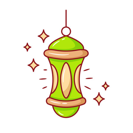 islamic hanging lantern doodle Cartoon element designのイラスト素材