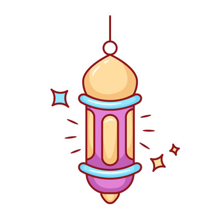 islamic hanging lantern doodle Cartoon element designのイラスト素材