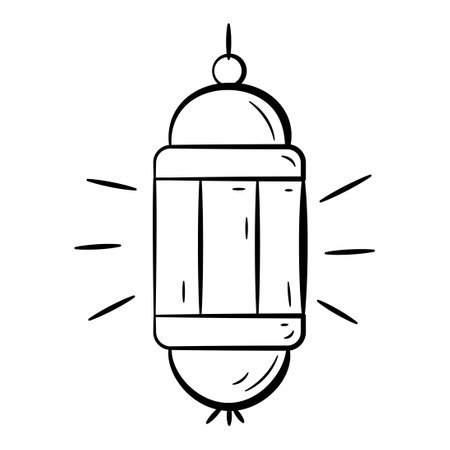 Hand Drawn Icon of Hanging Lantern.
Outline Doodle Islamic Icon Collectionsのイラスト素材