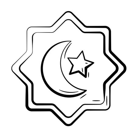Hand Drawn Icon of Crescent Moon.
Outline Doodle Islamic Icon Collectionsのイラスト素材