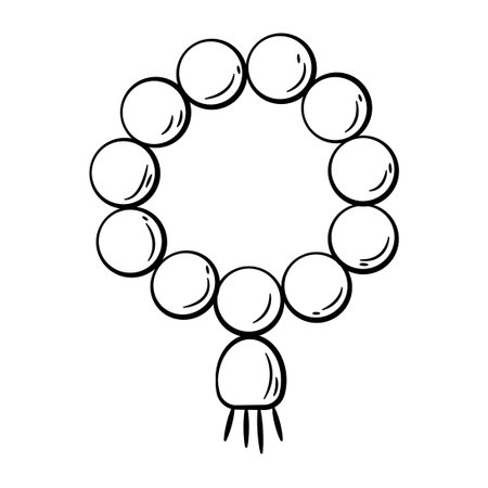 Hand Drawn Icon of Prayer Beads.
Outline Doodle Islamic Icon Collectionsのイラスト素材