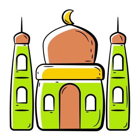 Hand Drawn Color Icon of Mosque.
Doodle Islamic Icon Collectionsのイラスト素材