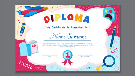Fun Colorful Certificate Template for Kidsのイラスト素材