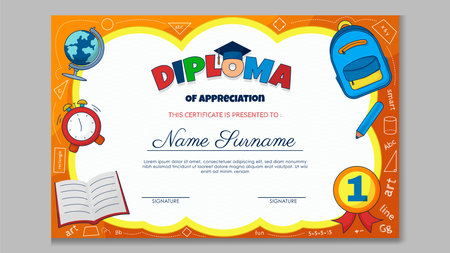 Kindergarten Certificate Templateのイラスト素材