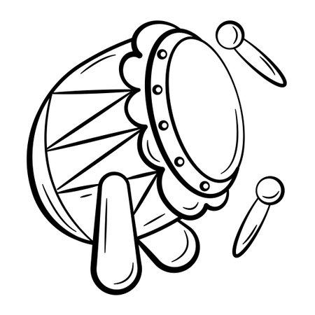 Hand Drawn Icon of Bedug.
Outline Doodle Islamic Icon Collectionsのイラスト素材
