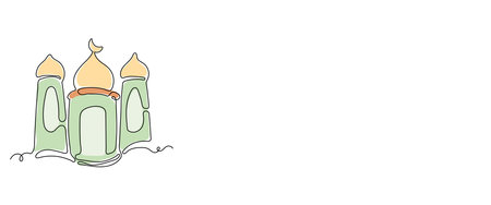 Mosque Illustration Continuous Line Drawing Style. Ramadan Kareem Collections Element For Designのイラスト素材