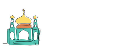 Mosque Illustration Continuous Line Drawing Style. Ramadan Kareem Collections Element For Designのイラスト素材