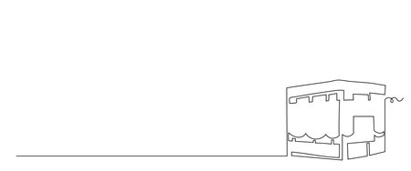 Kaaba Continuous Line Drawing Style. Ramadan Kareem Collections Element For Designのイラスト素材