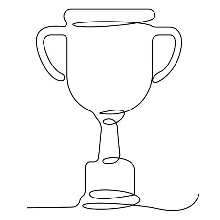 Trophy Continuous One Line. Medals for Winners of Competitions in Line Art. Isolated white Backgroundのイラスト素材