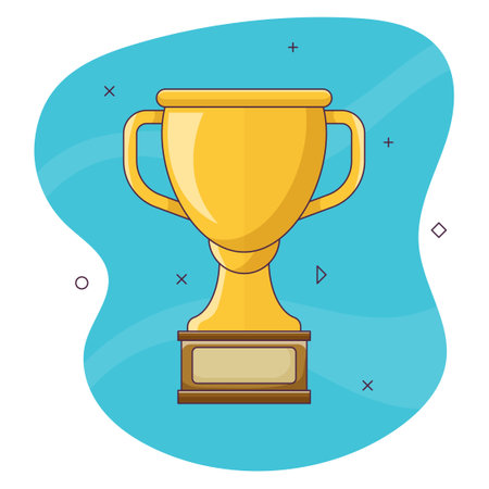 Gold Cup Symbol Illustration. Awards for Winner. Champion Trophy, Success Achievement Isolated on White Backgroundのイラスト素材