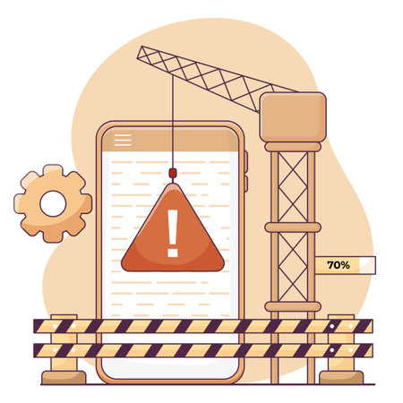 Software Development Concept, Website Under Construction or Maintenance Page Illustration. Isolated on White Backgroundのイラスト素材