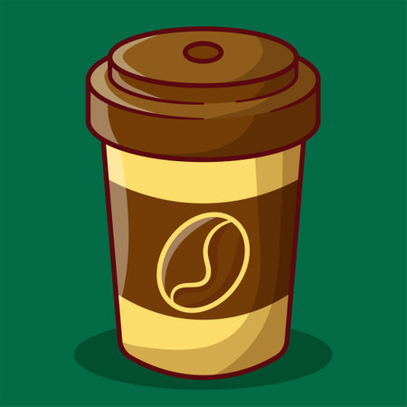 Coffee Cup Icon Illustration. Coffee in Paper Cup Vector, Colored Line Icon Coffeeのイラスト素材