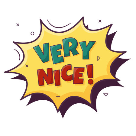 Illustration of Lettering Very Nice! Comic Pop Art Style.のイラスト素材