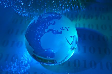world map technology style against fiber optic background 