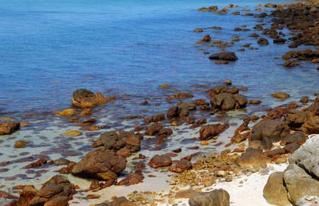 sea and rocks is a beautiful coastline の写真素材