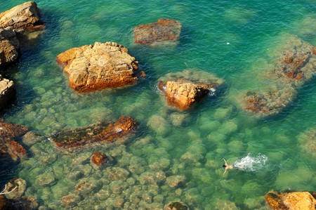 sea and rocks is a beautiful coastline の写真素材
